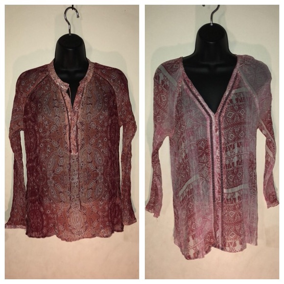 Lucky Brand Tops - 2 Lucky brand sheer printed tops size M